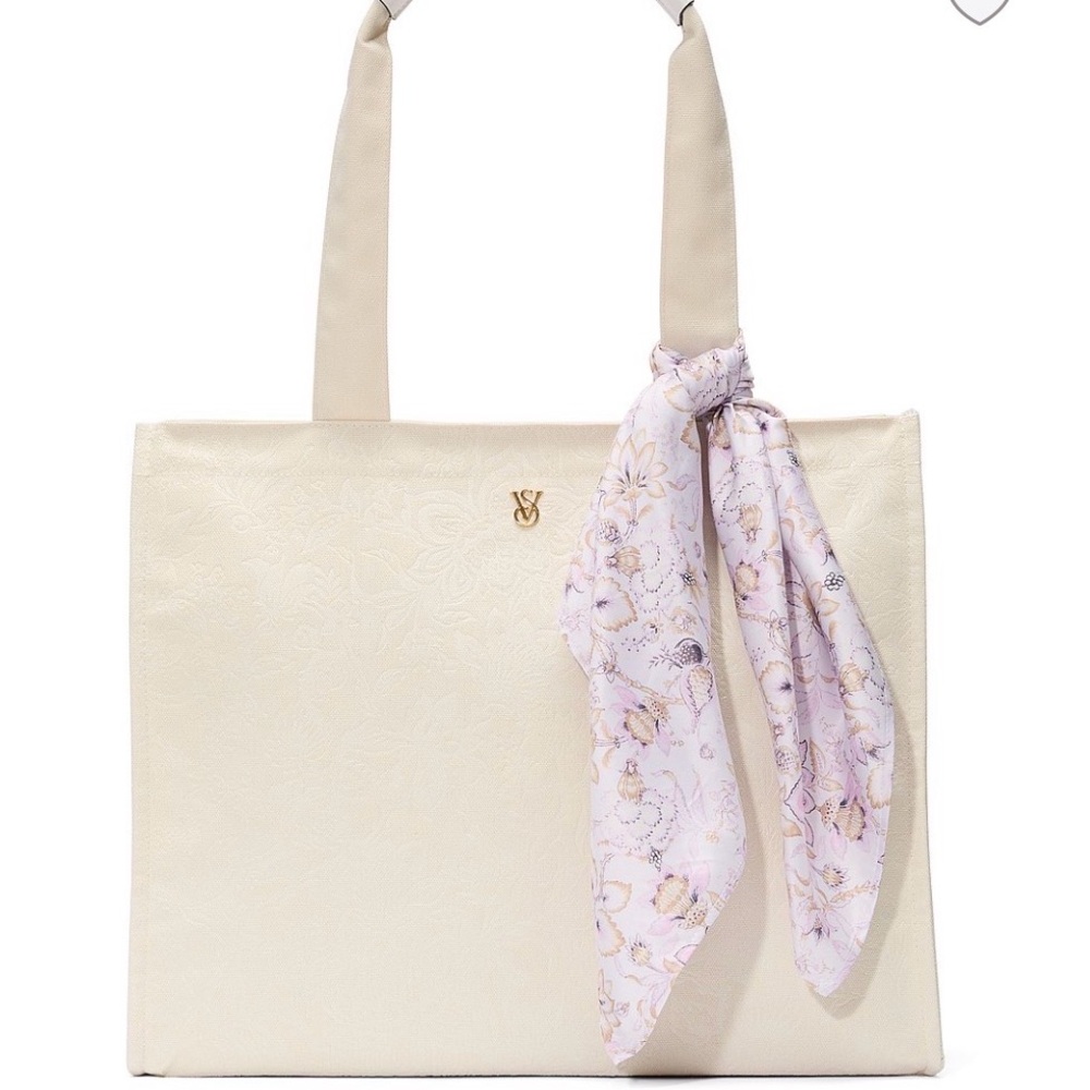 Victoria’s Secret Cream Tote Bag with Floral Scarf